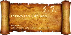 Iczkovits Tímea névjegykártya
